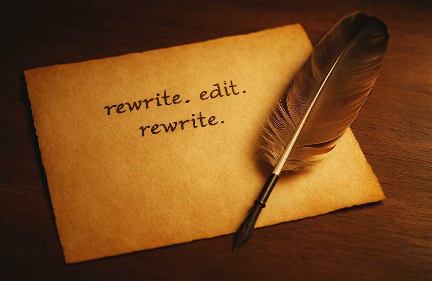 An artistic writing scene featuring a feather pen and parchment, symbolizing the best free grammar checker tools for Windows users.