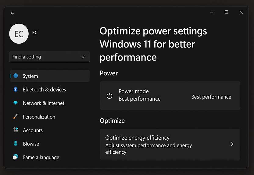 Optimize power settings Windows 11 for better performance