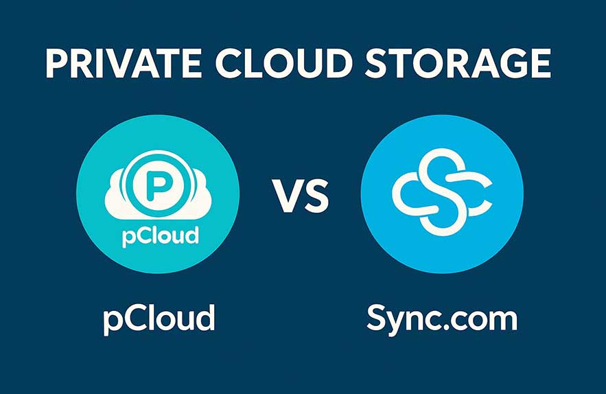 private cloud storage comparison showing pCloud vs Sync in 2025