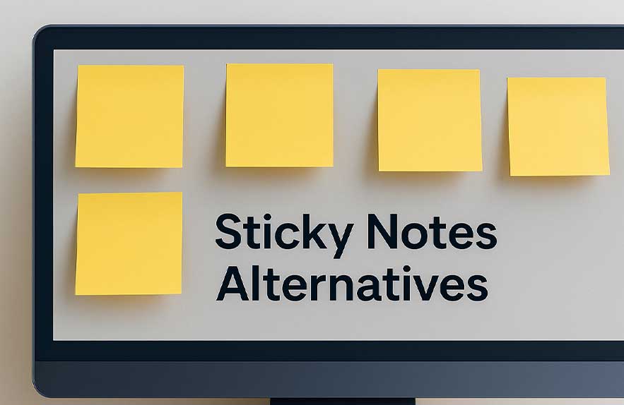 Yellow sticky notes symbolizing alternatives to Sticky Notes on Windows desktops