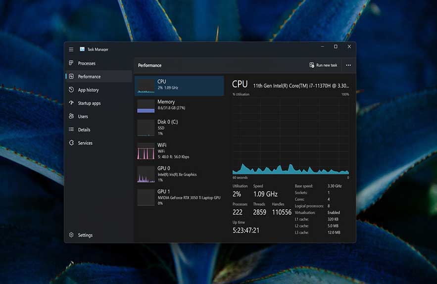 Task Manager speeding up a Windows 11 PC
