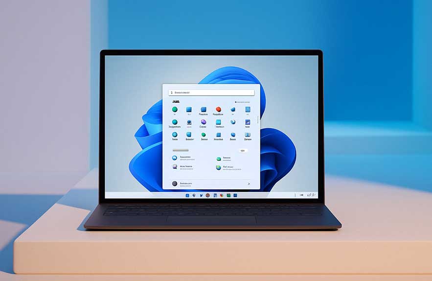 Windows 11 Start Menu open on a laptop screen